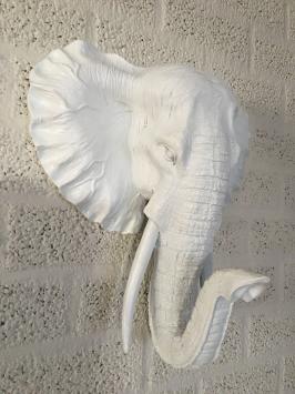 Mooie witte olifantenkop wandornament, olifant decoratie